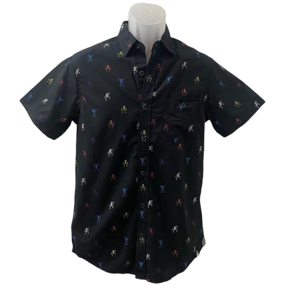 Free Planet Halloween Skeleton Themed men’s button-down shirt - Small